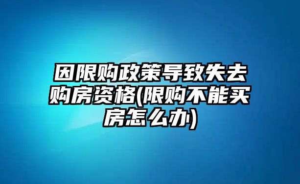 因限購政策導致失去購房資格(限購不能買房怎么辦)