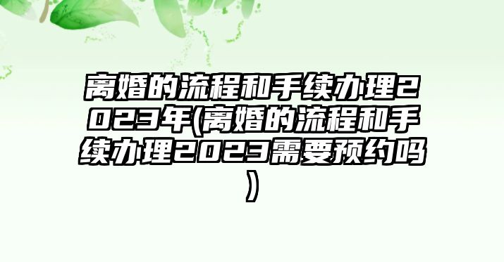 離婚的流程和手續(xù)辦理2023年(離婚的流程和手續(xù)辦理2023需要預(yù)約嗎)