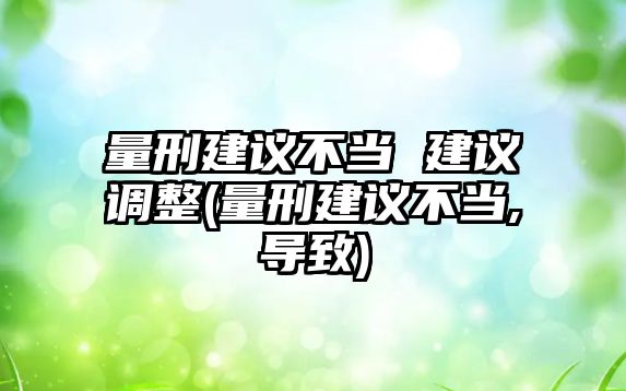 量刑建議不當(dāng) 建議調(diào)整(量刑建議不當(dāng),導(dǎo)致)