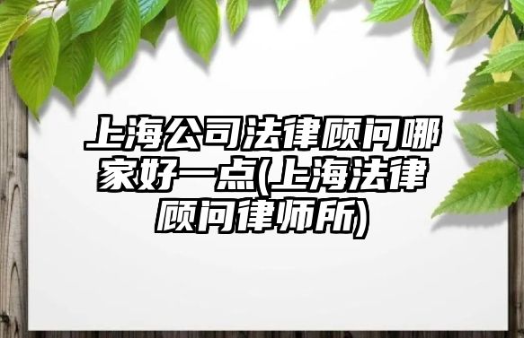 上海公司法律顧問(wèn)哪家好一點(diǎn)(上海法律顧問(wèn)律師所)