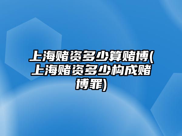 上海賭資多少算賭博(上海賭資多少構(gòu)成賭博罪)