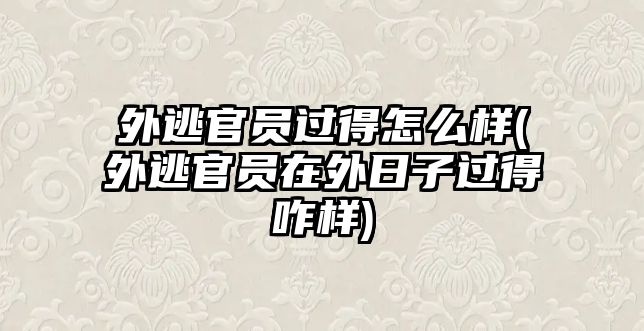 外逃官員過(guò)得怎么樣(外逃官員在外日子過(guò)得咋樣)