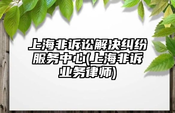 上海非訴訟解決糾紛服務中心(上海非訴業務律師)