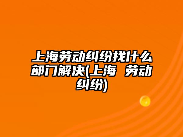 上海勞動糾紛找什么部門解決(上海 勞動糾紛)