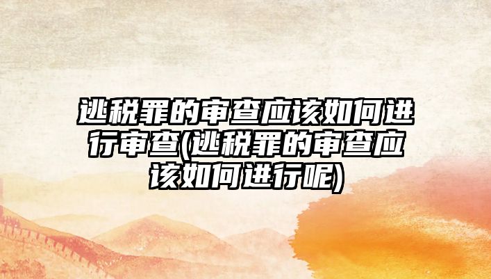 逃稅罪的審查應該如何進行審查(逃稅罪的審查應該如何進行呢)