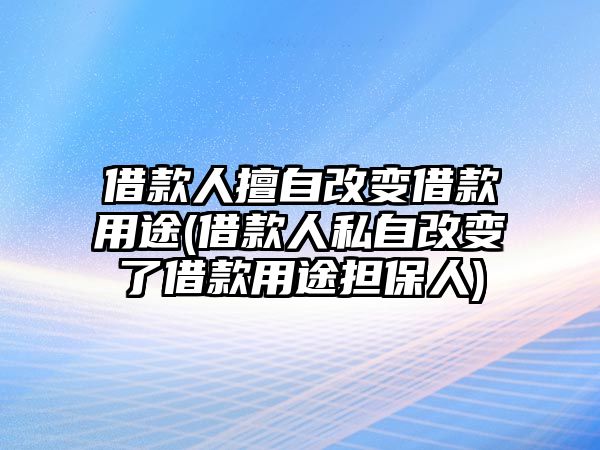 借款人擅自改變借款用途(借款人私自改變了借款用途擔(dān)保人)