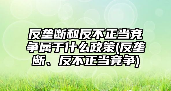 反壟斷和反不正當競爭屬于什么政策(反壟斷、反不正當競爭)