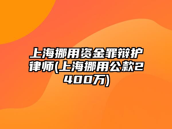 上海挪用資金罪辯護律師(上海挪用公款2400萬)