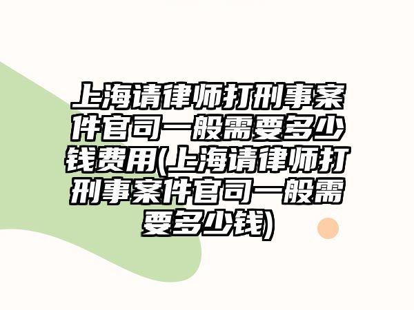 上海請律師打刑事案件官司一般需要多少錢費用(上海請律師打刑事案件官司一般需要多少錢)