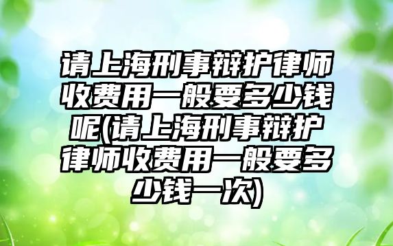 請上海刑事辯護律師收費用一般要多少錢呢(請上海刑事辯護律師收費用一般要多少錢一次)