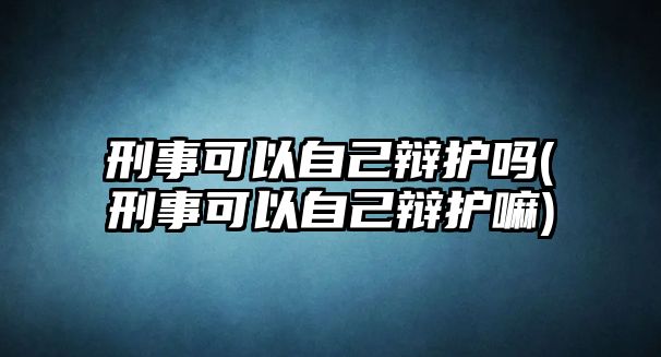 刑事可以自己辯護(hù)嗎(刑事可以自己辯護(hù)嘛)