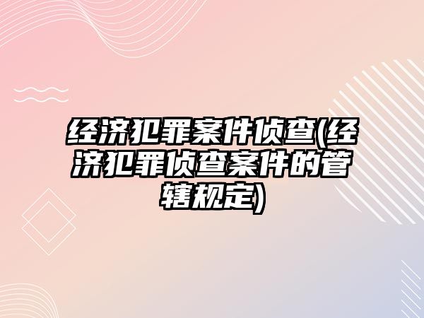 經濟犯罪案件偵查(經濟犯罪偵查案件的管轄規定)