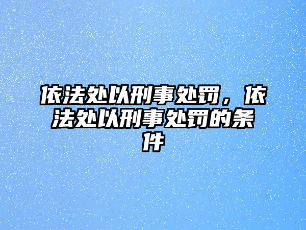 依法處以刑事處罰，依法處以刑事處罰的條件