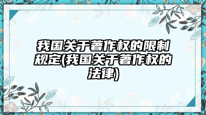 我國關于著作權的限制規(guī)定(我國關于著作權的法律)