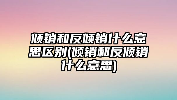 傾銷和反傾銷什么意思區別(傾銷和反傾銷什么意思)