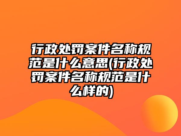 行政處罰案件名稱規范是什么意思(行政處罰案件名稱規范是什么樣的)