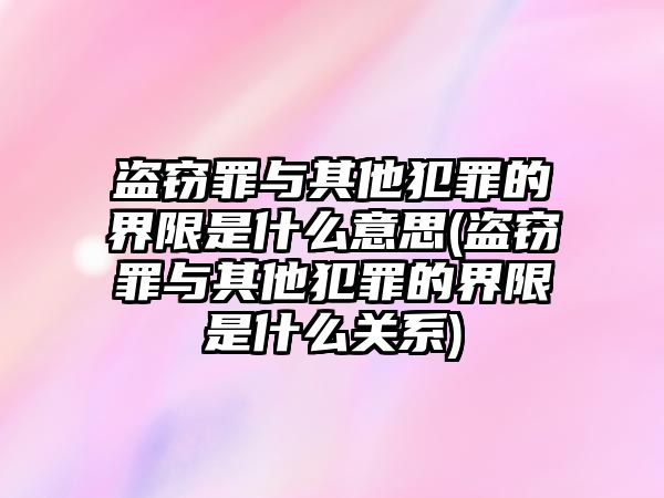 盜竊罪與其他犯罪的界限是什么意思(盜竊罪與其他犯罪的界限是什么關系)