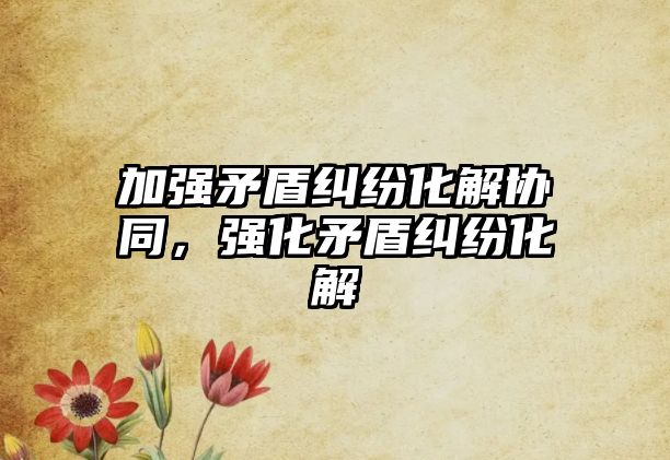 加強矛盾糾紛化解協同，強化矛盾糾紛化解