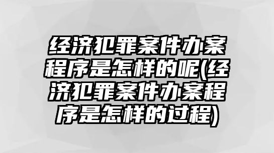 經(jīng)濟(jì)犯罪案件辦案程序是怎樣的呢(經(jīng)濟(jì)犯罪案件辦案程序是怎樣的過程)