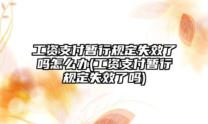 工資支付暫行規定失效了嗎怎么辦(工資支付暫行規定失效了嗎)