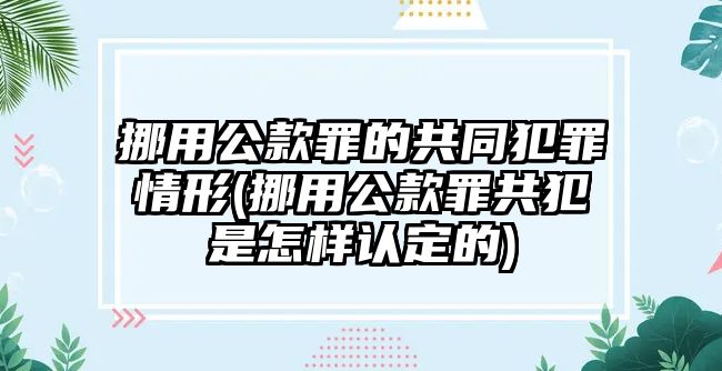 挪用公款罪的共同犯罪情形(挪用公款罪共犯是怎樣認(rèn)定的)