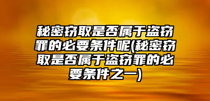 秘密竊取是否屬于盜竊罪的必要條件呢(秘密竊取是否屬于盜竊罪的必要條件之一)