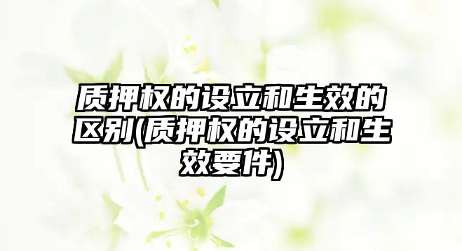 質(zhì)押權(quán)的設(shè)立和生效的區(qū)別(質(zhì)押權(quán)的設(shè)立和生效要件)