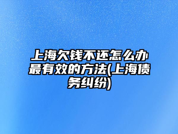 上海欠錢不還怎么辦最有效的方法(上海債務糾紛)