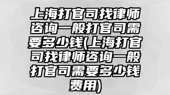 上海打官司找律師咨詢一般打官司需要多少錢(上海打官司找律師咨詢一般打官司需要多少錢費(fèi)用)