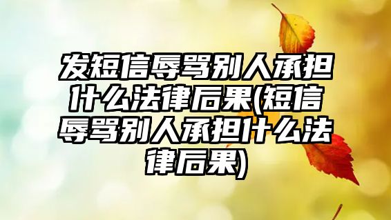 發短信辱罵別人承擔什么法律后果(短信辱罵別人承擔什么法律后果)