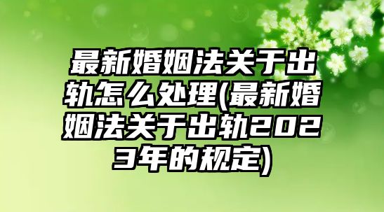 最新婚姻法關(guān)于出軌怎么處理(最新婚姻法關(guān)于出軌2023年的規(guī)定)