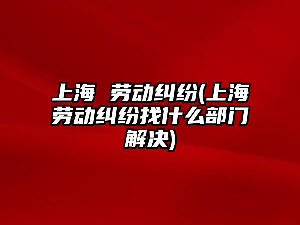 上海 勞動糾紛(上海勞動糾紛找什么部門解決)