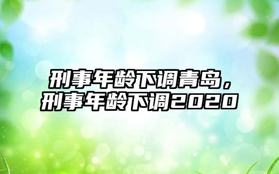 刑事年齡下調(diào)青島，刑事年齡下調(diào)2020