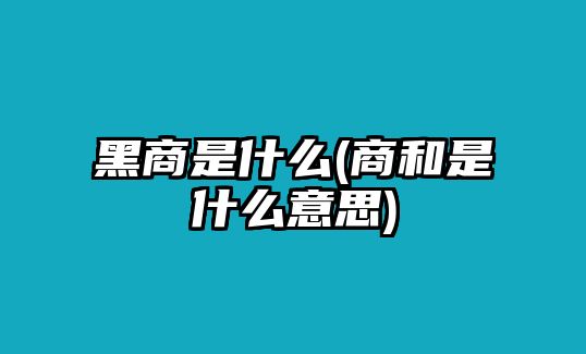 黑商是什么(商和是什么意思)