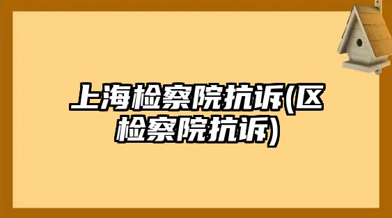 上海檢察院抗訴(區檢察院抗訴)