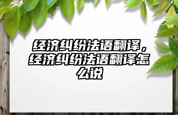 經濟糾紛法語翻譯，經濟糾紛法語翻譯怎么說