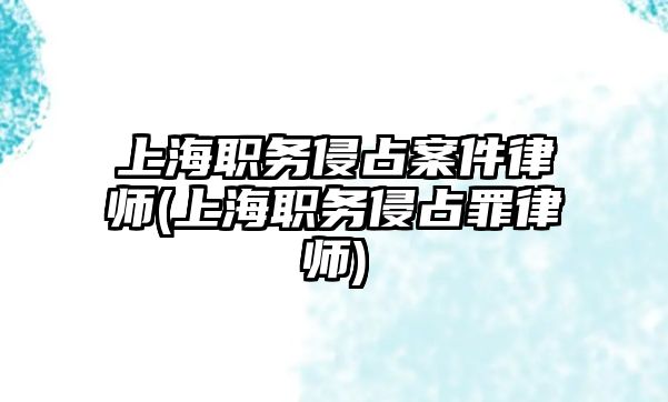 上海職務侵占案件律師(上海職務侵占罪律師)