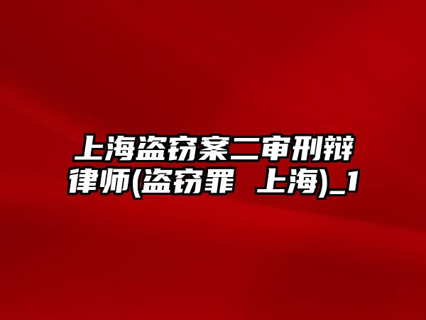 上海盜竊案二審刑辯律師(盜竊罪 上海)_1