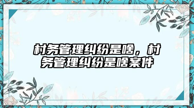 村務管理糾紛是啥，村務管理糾紛是啥案件