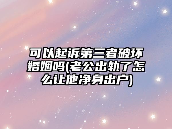 可以起訴第三者破壞婚姻嗎(老公出軌了怎么讓他凈身出戶)