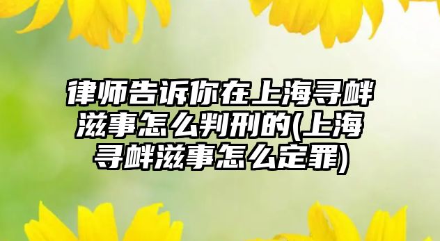 律師告訴你在上海尋釁滋事怎么判刑的(上海尋釁滋事怎么定罪)