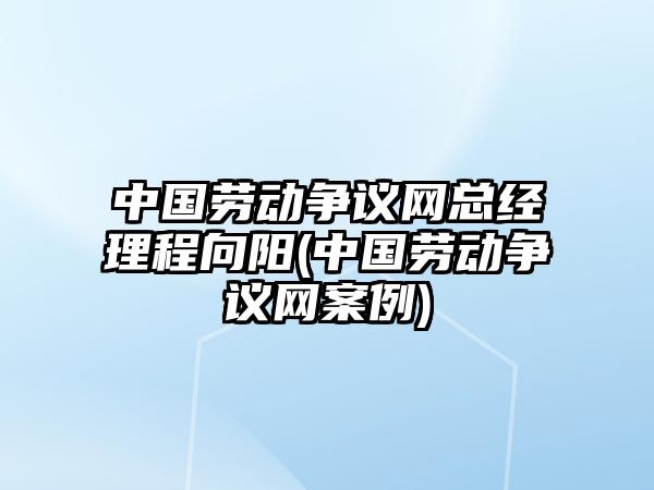 中國勞動爭議網(wǎng)總經(jīng)理程向陽(中國勞動爭議網(wǎng)案例)