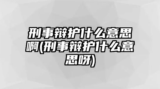 刑事辯護什么意思啊(刑事辯護什么意思呀)