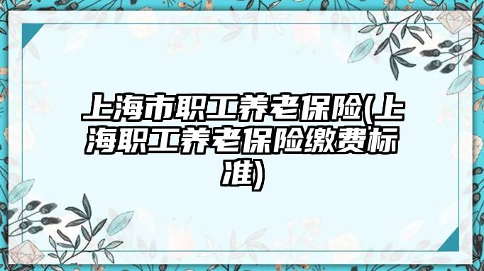 上海市職工養老保險(上海職工養老保險繳費標準)