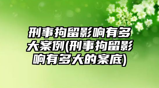 刑事拘留影響有多大案例(刑事拘留影響有多大的案底)