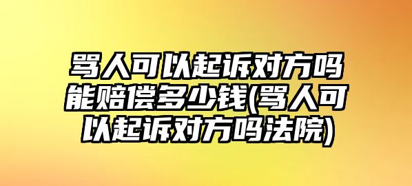 罵人可以起訴對(duì)方嗎能賠償多少錢(罵人可以起訴對(duì)方嗎法院)