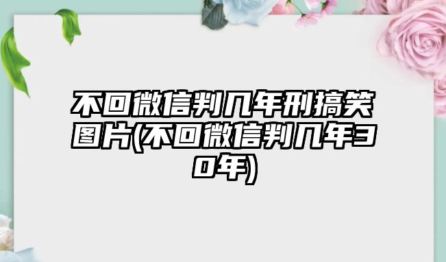 不回微信判幾年刑搞笑圖片(不回微信判幾年30年)