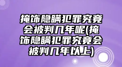 掩飾隱瞞犯罪究竟會被判幾年呢(掩飾隱瞞犯罪究竟會被判幾年以上)