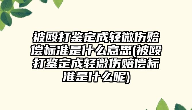 被毆打鑒定成輕微傷賠償標準是什么意思(被毆打鑒定成輕微傷賠償標準是什么呢)