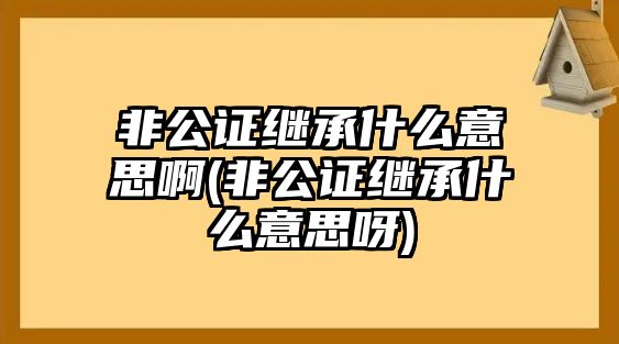 非公證繼承什么意思啊(非公證繼承什么意思呀)